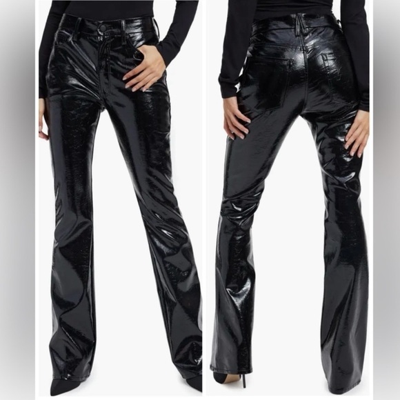 SOLD NWT Good American Good Classic Faux Leather Shiny Patent Vegan Pants 4 27 - Picture 1 of 15